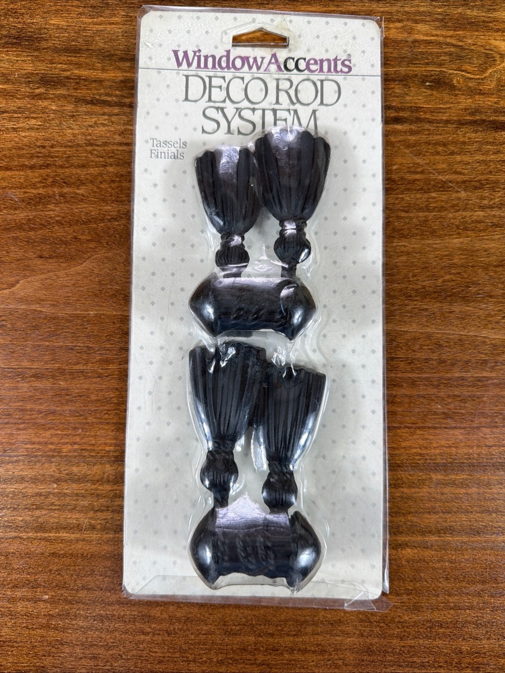 New Vintage Black Metal Window Accents Tasseled Finials